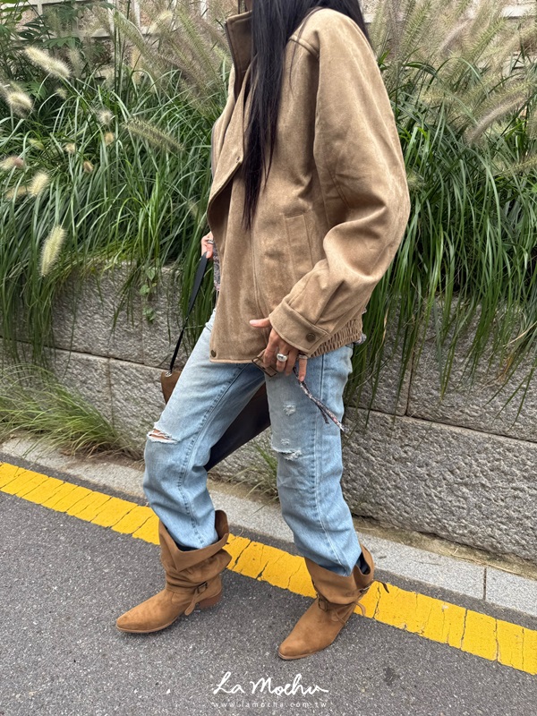 (限量商品)割破髒髒高腰牛仔褲